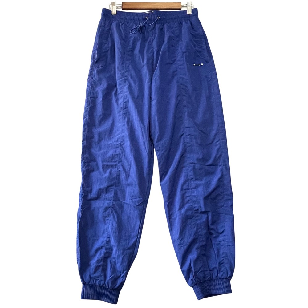 WILO Track Pants Womens Large Blue Athletic Joggers Nylon Zip‎ Pockets Gorpcore